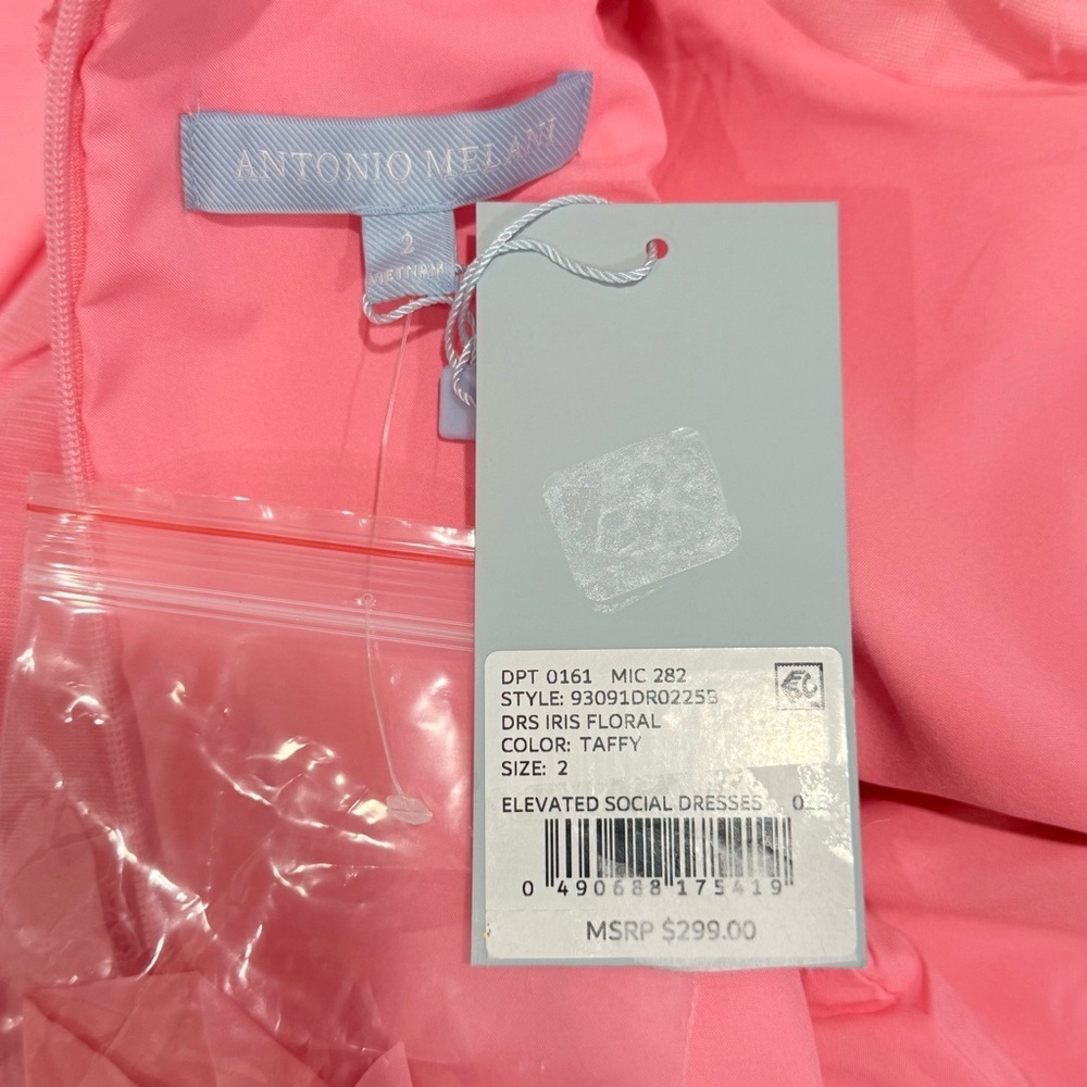 Antonio Melani Iris Linen Blend Floral Appliqué Mockneck Dress Taffy Pink NWT - Picture 14 of 16